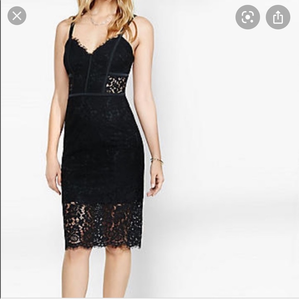 Express black spaghetti strap dress with lace